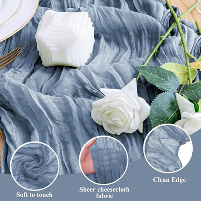 Cheesecloth Table Runner Dusty Blue 10FT Boho Gauze, 3 Pack | 120 Inch Cheese - Image 3