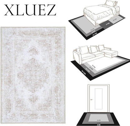 XLUEZ Area Rug 6x9 Living Room Rug, Machine Washable Vintage Distressed - Image 8