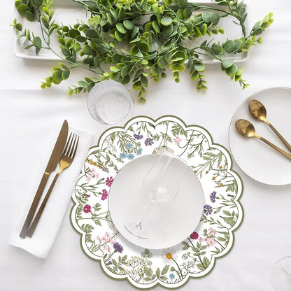 50 PCS Paper Placemats Disposable, Vintage Wildflower Place Mats | 13.5Inch - Image 4
