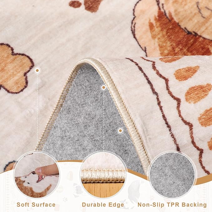 DUKINO 2x6 Washable Runner Rug for Hallway, Non Slip Animal Dog Kitchen Rug - Image 5