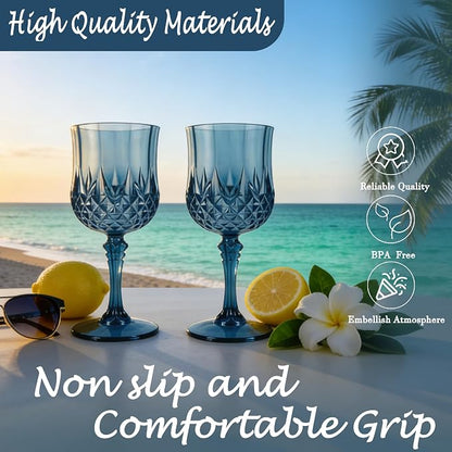 48Pack Plastic Wine Glasses, 7oz Vintage Goblets - Image 3