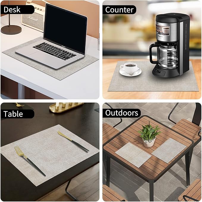 Faux Leather Heat Resistant Placemats 6 Packs, Waterproof Wipeable Dining PU - Image 9