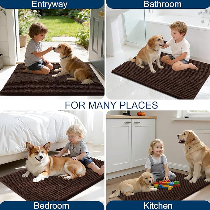 OLANLY Dog Door Mat for Muddy Paws 47x17, Ultra Absorbent Chenille Mud Doormat - Image 8
