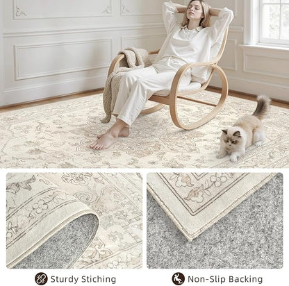 2'6''x8' Hallway Washable Runner Rug: Vintage Boho Neutral Kitchen Rug Soft - Image 6