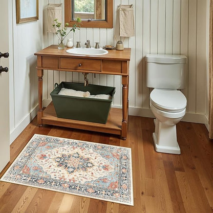 RELEANY Area Rugs Small 2'x4' Washable Non-Slip, Floral Vintage Distress - Image 9