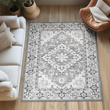 Lessymo 3 x 5 Area Rugs for Living Room- Machine Washable Area Rugs Boho Faux - Image 2