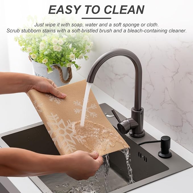 Placemats Set of 6 Washable Indoor | Outdoor Vinyl Place Mats - Image 4