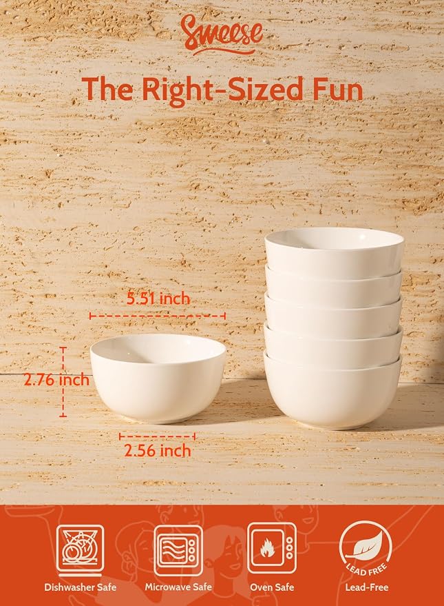Sweese 20 Oz Porcelain Bowls Set of 6 - Image 2