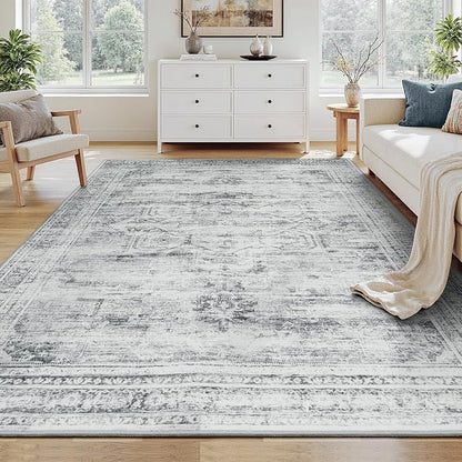 5x7 Washable Area Rugs for Living Room, Soft Faux Wool Carpets for Bedroom by Carpelux