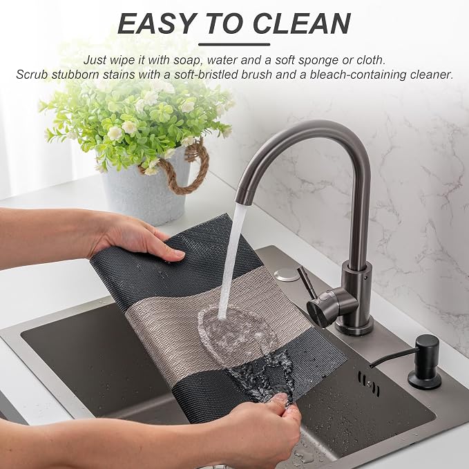 Placemats Set of 6 Washable Indoor | Outdoor Vinyl Place Mats - Image 3
