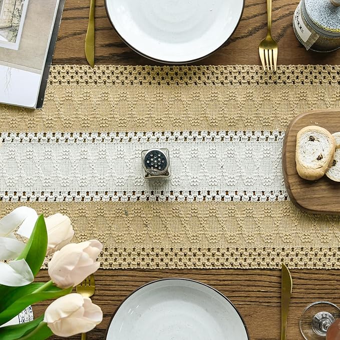 Artoid Mode Burlap Brown Farmhouse Woven Table Runner 12x48 Inch | Seasonal - Image 3