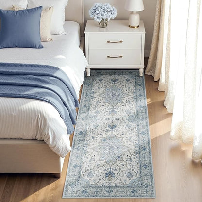RELEANY Area Rugs Runner 2'x5' Washable Non-Slip, Floral Vintage Distress - Image 2