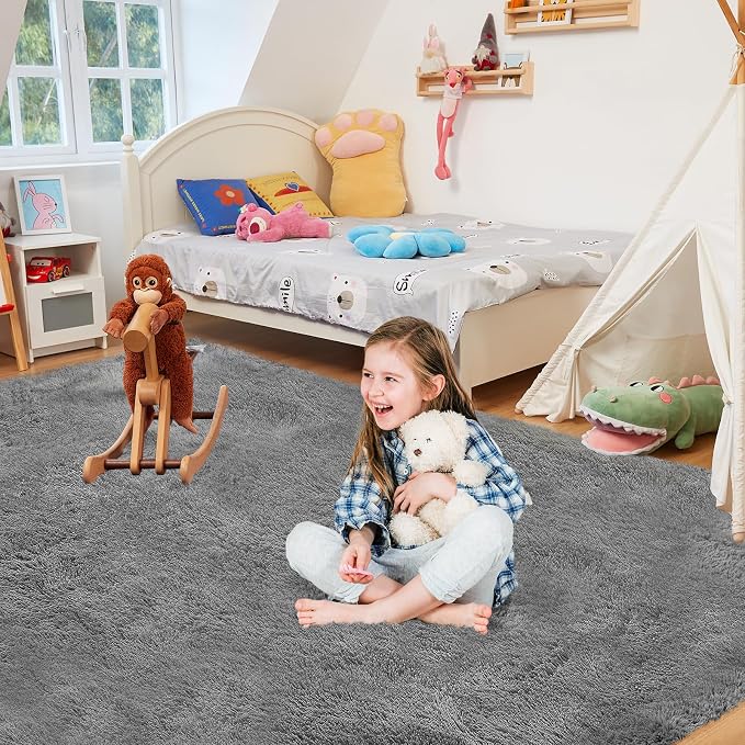 Ultra Soft Rug for Living Room, 4X6 Fluffy Shag Area Rug for Bedroom, Modern - Image 2