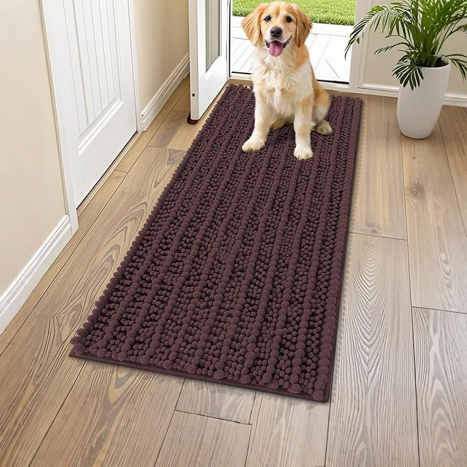 Smiry Dog Door Mat for Muddy Paws 47x20, Absorbent Dirt Trapper, Non-Slip by Smiry