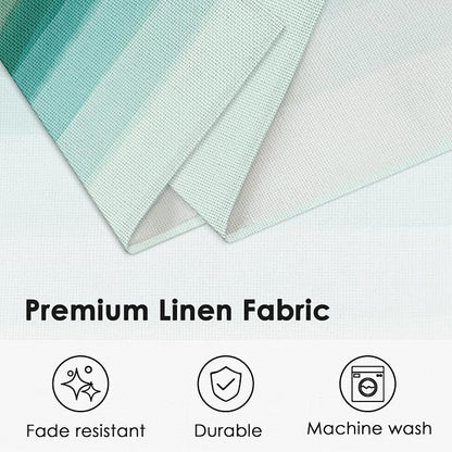 Emvency Farmhouse Placemats Set of 4, 12x18 Inch, Abstract Teal Striped | - Image 4