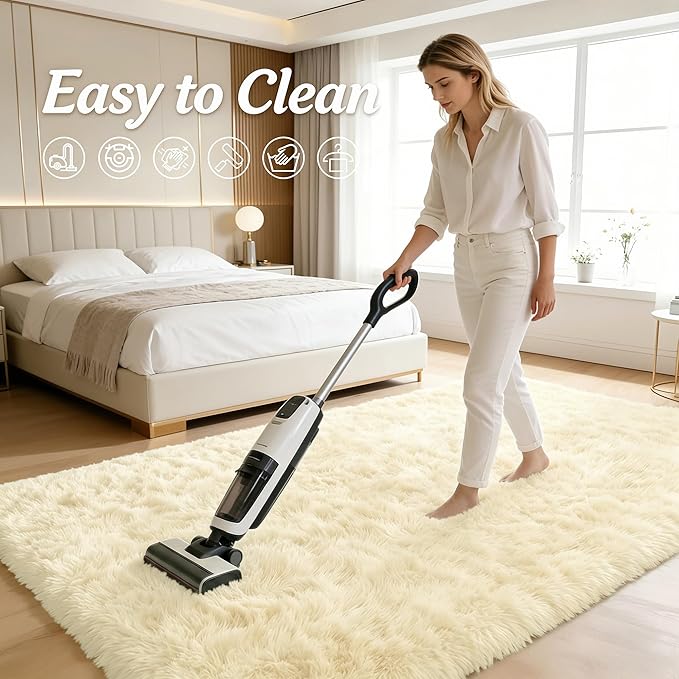 OLANLY 3x5 Machine Washable Small Bedside Rug, Soft Fluffy Shaggy Rugs - Image 8