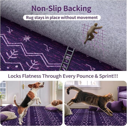 SERISSA 2x6 Kitchen Runner Rug, Washable Non-Slip Purple and White Boho Rug - Image 5