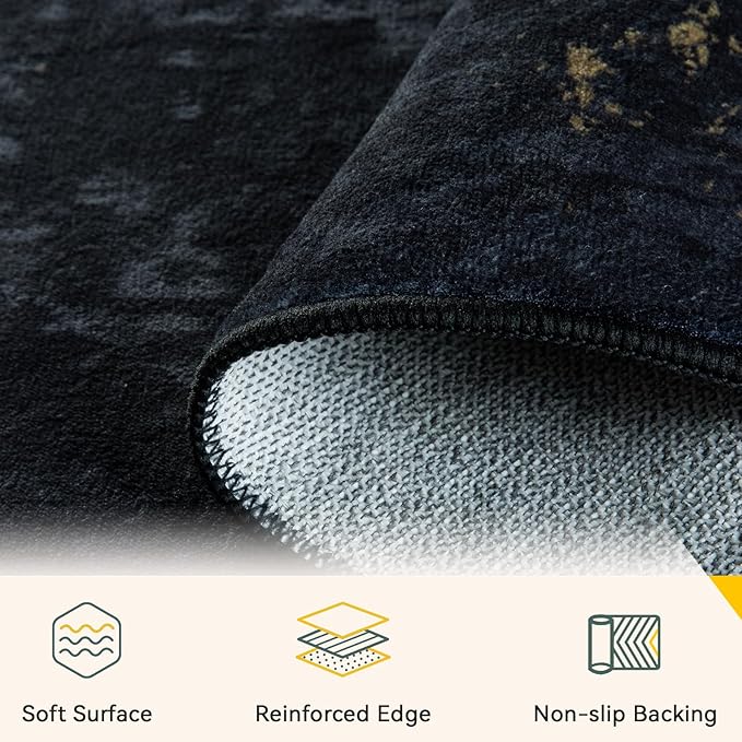 RELEANY Washable Area Rugs 8ft Non-Slip Modern Abstract Soft - Image 3