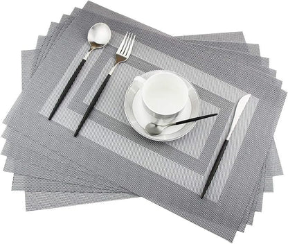 PIGCHCY Placemats Set of 6, Washable Woven Place Mats Vinyl Table Mats Non Slip by PIGCHCY