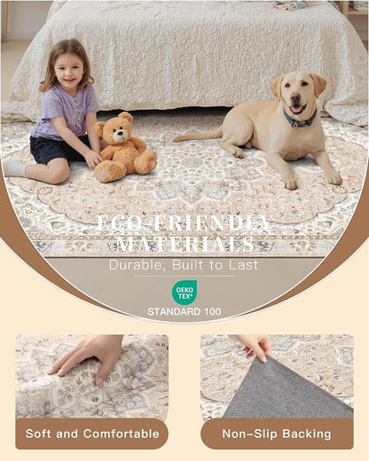 Madane Washable Area Rug 2x3, Small Entryway Rug Non-Slip Vintage Door Mat - Image 5