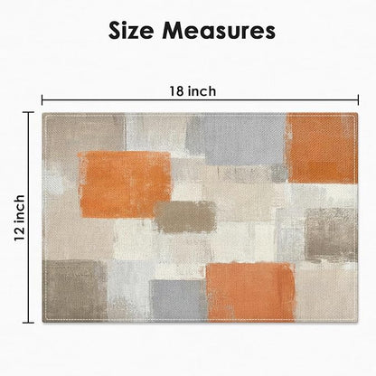 Emvency Farmhouse Placemats Set of 6, 12x18 Inch, Geometric Orange Neutral | - Image 3