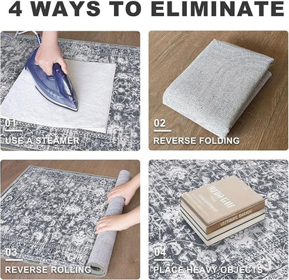KILOCOCO Area Rug 5x7 Living Room Rug Washable Printed Vintage Floral Non Slip - Image 9