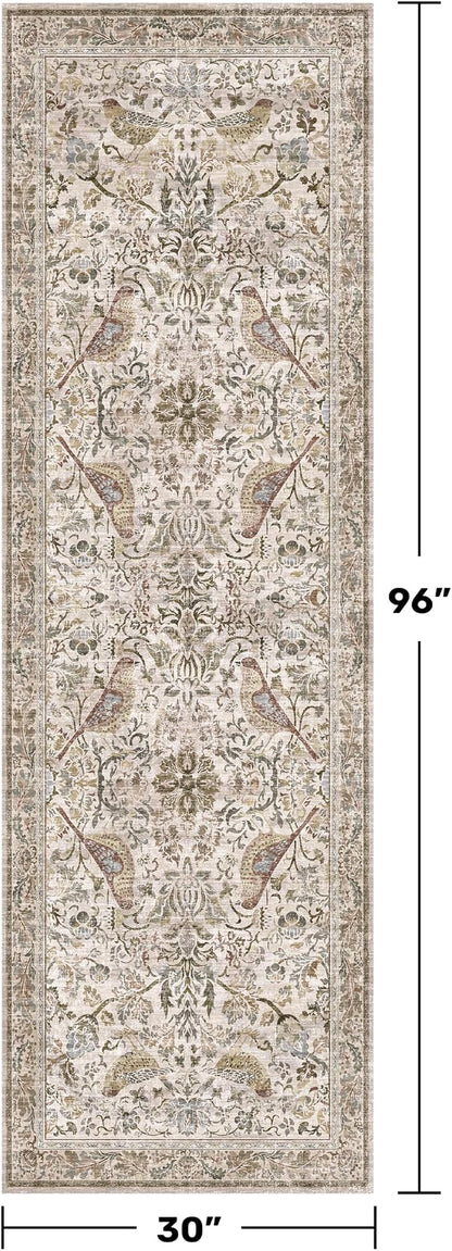 Boho 2'6"x8' Long Kitchen Runner Rugs Non Skid Washable, Stain Resistant Carpet - Image 2