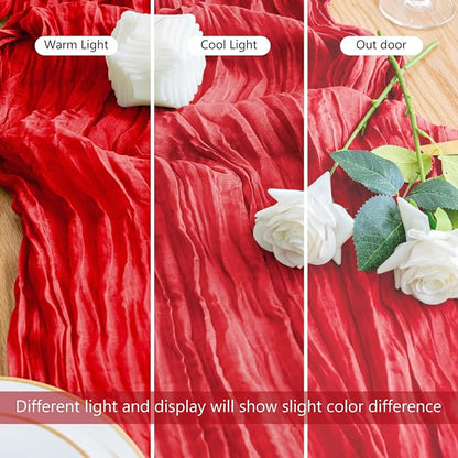 Cheesecloth Table Runner 10FT 6Pcs Red Boho Gauze Sheer Runners | Cheese Cloth - Image 8