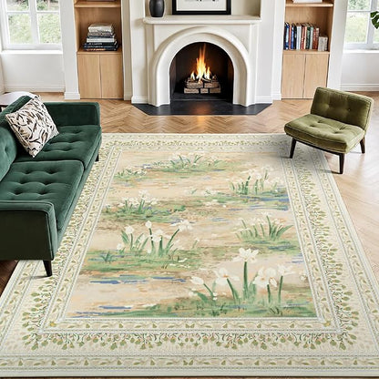 Lessymo Floral 8x10 Area Rugs for Living Room, Soft Non Slip Washable Rugs for by Lessymo