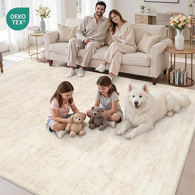 4x6 Area Rugs for Living Room: Vintage Boho Neutral Washable Rug Indoor Soft - Image 8