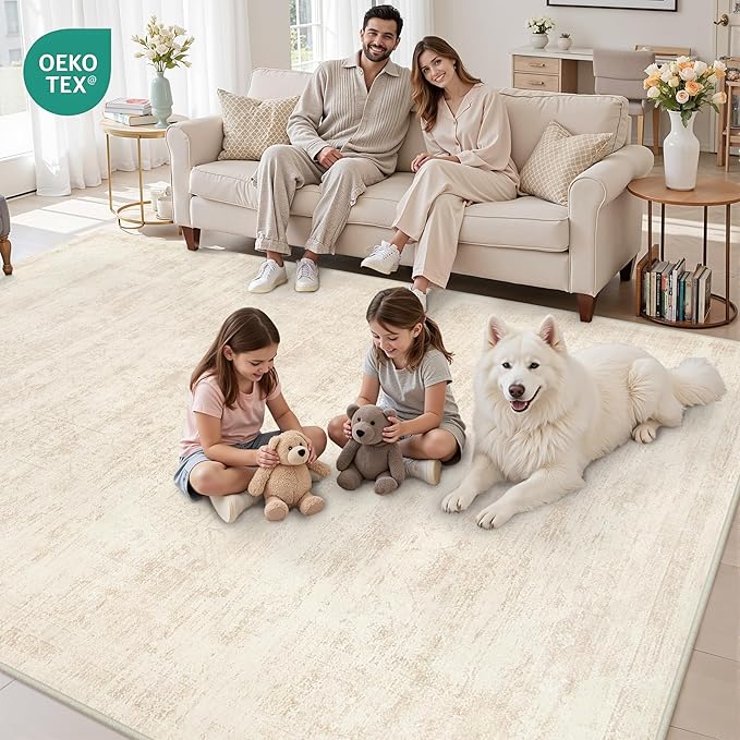 10x14 Area Rug for Living Room: Vintage Boho Neutral Washable Rug Indoor Soft - Image 7
