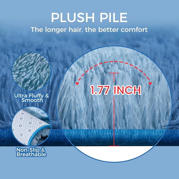 Ultra Soft Rug for Living Room, 6X9 Fluffy Shag Area Rug for Bedroom, Modern - Image 5