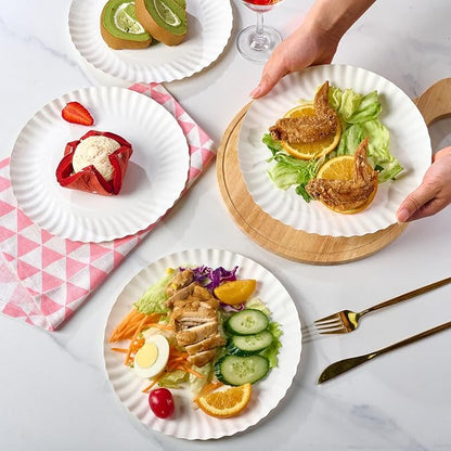 MUCHII 9 Inch Paper Plates, Large Disposable Plates, Everyday Dinner Plate - Image 7