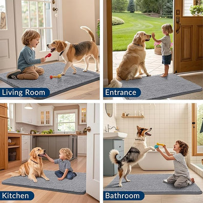 Smiry Dog Door Mat for Muddy Paws 70x35, Absorbent Dirt Trapper, Non-Slip - Image 7