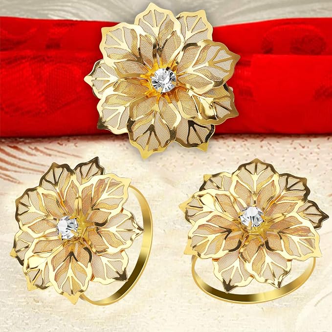 KPOSIYA Flower Napkin Rings Holder Metal Black Napkin Rings Set of 50 - Image 7