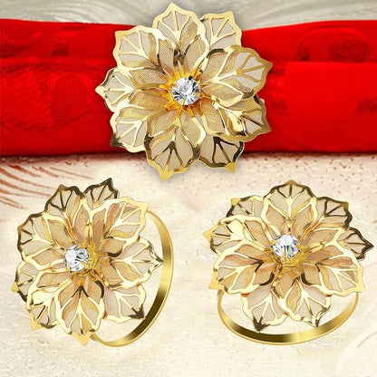 KPOSIYA Flower Napkin Rings Holder Metal Black Napkin Rings Set of 50 - Image 7