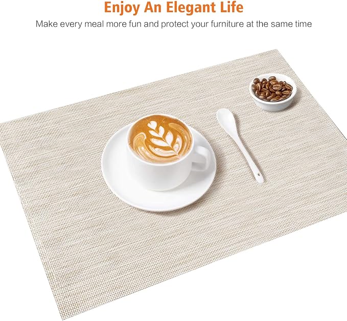 Placemats Set of 4, Vinyl PVC Heat Resistant Washable Placemats Set, Non Slip - Image 6