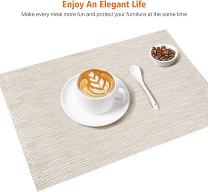 Placemats Set of 4, Vinyl PVC Heat Resistant Washable Placemats Set, Non Slip - Image 6