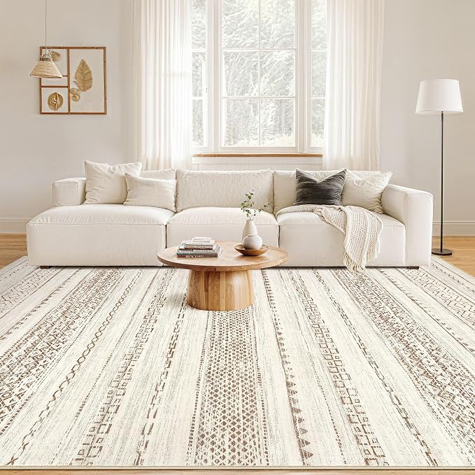 Nakagishi 12x15 Area Rugs Living Room: Washable Boho Large Neutral Modern Soft - Image 4