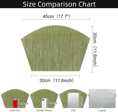 SHACOS PVC Woven Vinyl Wedge Placemats Set of 4 Round Table Placemats Wipe - Image 2