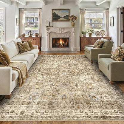 5x7 Area Rug for Living Room-Vintage Farmhouse Boho Floral Neutral Washable by Unknown