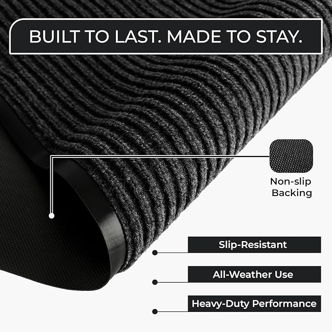 2 Pack Charcoal Commercial Door Mat 3'x5' Heavy Duty Industrial Floor Mat - Image 2