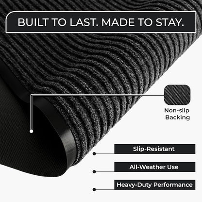 2 Pack Charcoal Commercial Door Mat 3'x5' Heavy Duty Industrial Floor Mat - Image 2