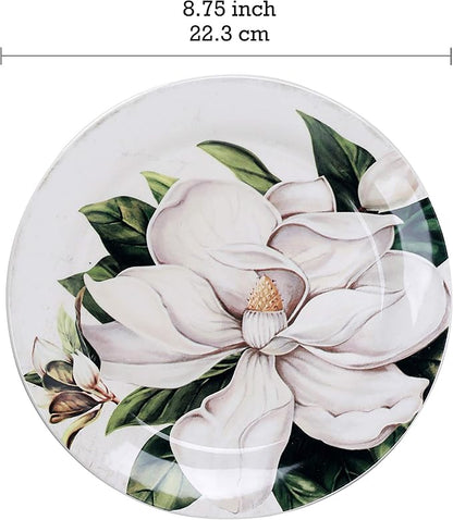 Bico Magnolia Floral Salad Plates Set of 4, 8.75 Inch Ceramic Dessert Plates - Image 2
