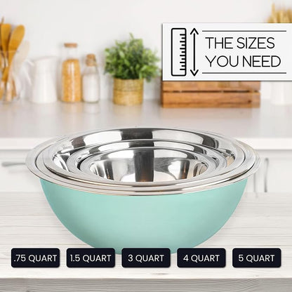 Stainless Steel Mixing Bowls Set, 5-Piece Meal Prep & Food Storage | .75 - Image 6