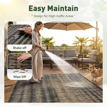 MontVoo Outdoor Rug Waterproof 6x9 ft Outdoor Carpet Patio Rug Mat Reversible - Image 9