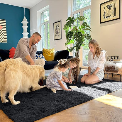 OLANLY 4x4 Machine Washable Accent Rug, Soft Fluffy Shaggy Area Rug - Image 7