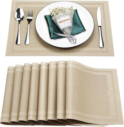 Placemats Set of 8, Vinyl PVC Heat Resistant Washable Placemats Set, Non Slip by BxzanDya-LifeSmartMaker
