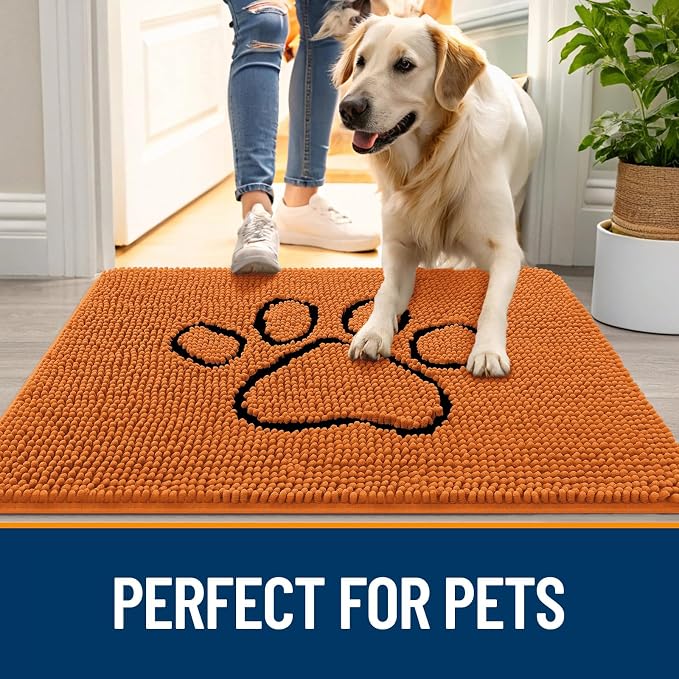OLANLY Dog Door Mat for Muddy Paws 30x20, Paw Print Design, Absorbs Moisture - Image 6