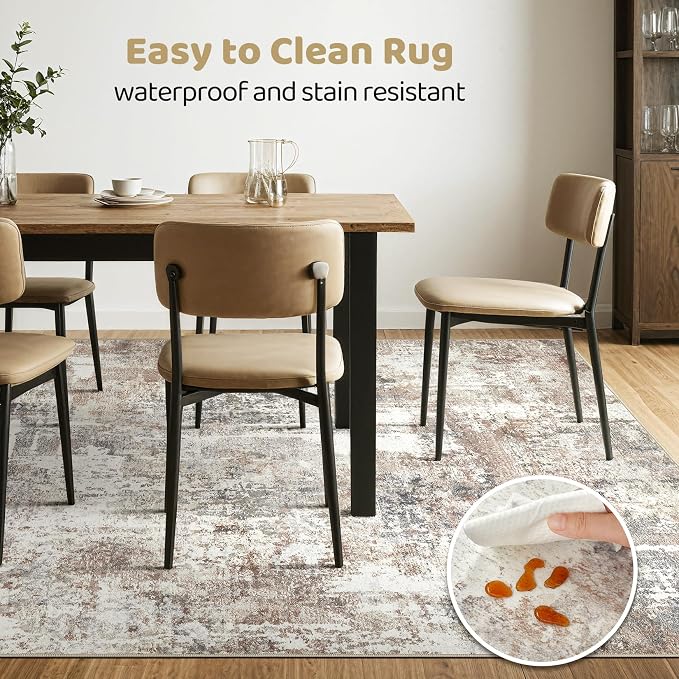 8x10 Area Rugs Living Room: Washable Large Abstract Modern Soft Rug Stain - Image 6